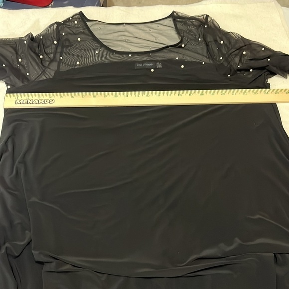 Nina Leonard‎ Womens Swing Dress Mesh Top Beads Midi Size 2X Pockets Black - Picture 4 of 6